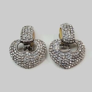 Vintage Jarin Fiery Pave Rhinestone Door Knocker Clip Earrings